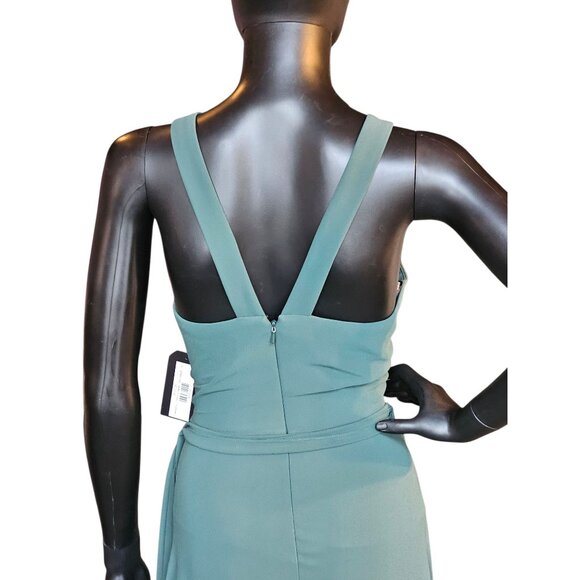 NWOT Evergreen Chiffon V-Neck Maxi Formal Dress - Bill Levkoff - Picture 6 of 8
